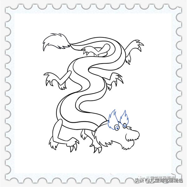 儿童简笔画精选-中国龙(Chinese Dragon)的画法