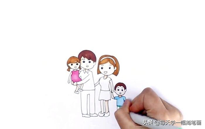 每天学一幅简笔画--一家四口全家福简笔画