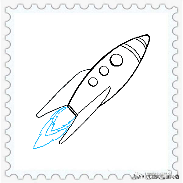 儿童简笔画精选-火箭（Rocket）的绘画步骤