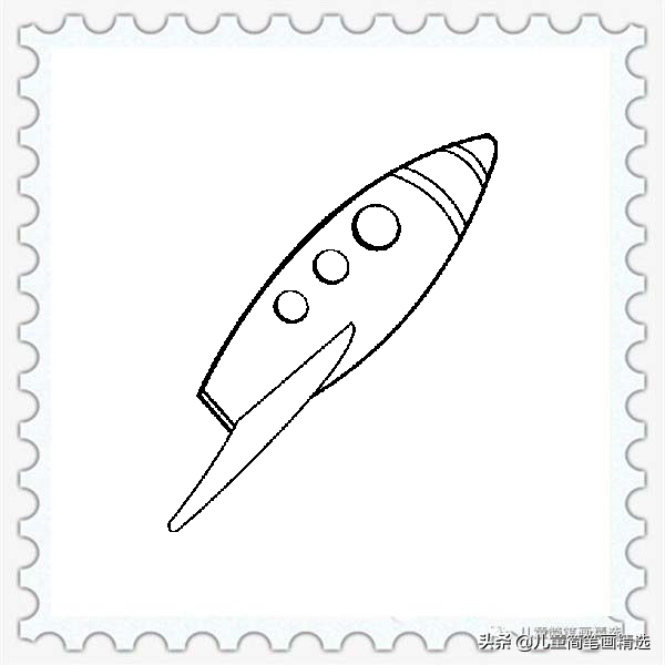 儿童简笔画精选-火箭（Rocket）的绘画步骤