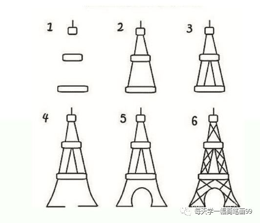 每天学一幅简笔画——手绘埃菲尔铁塔大全