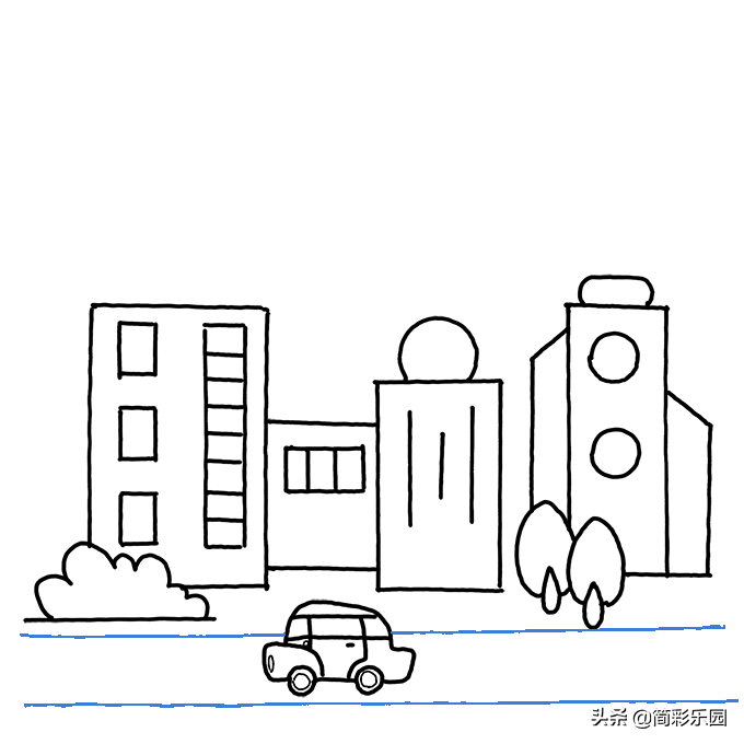 怎么画城市简笔画 - 美丽又简单的城市风景儿童画