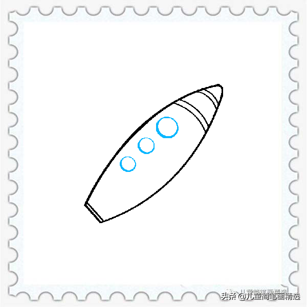 儿童简笔画精选-火箭（Rocket）的绘画步骤