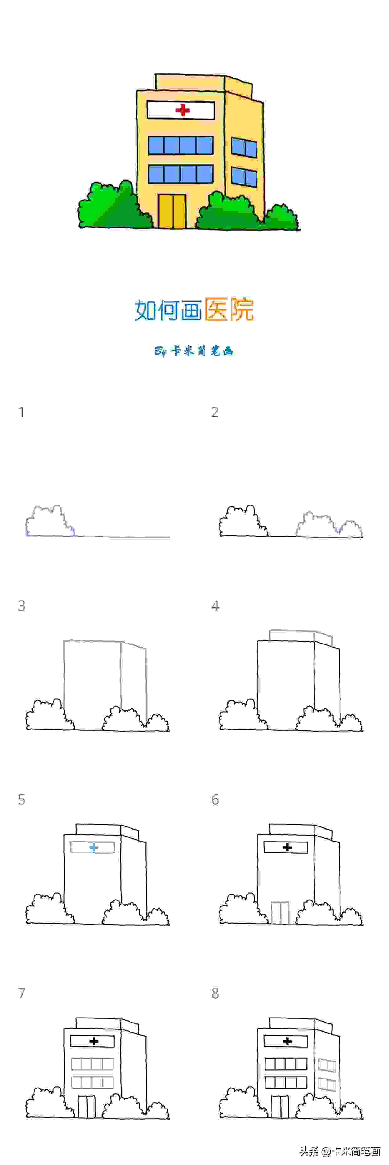 医院怎么画 - 简单的医院简笔画教程