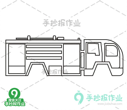 帅气的消防员与消防车简笔画，轻松几笔就学会