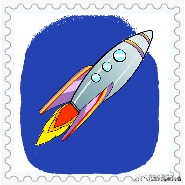 儿童简笔画精选-火箭（Rocket）的绘画步骤