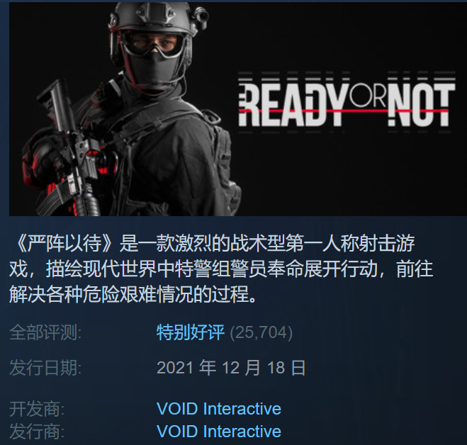 冬季特卖力压群雄，《Ready or Not》怎么就成为了射击新秀?