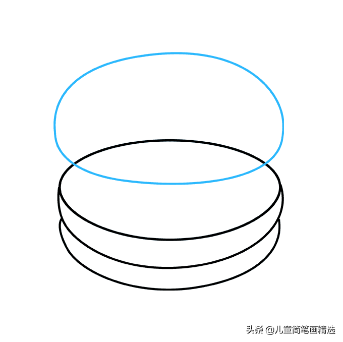 儿童简笔画精选-汉堡（Burger）的绘画步骤