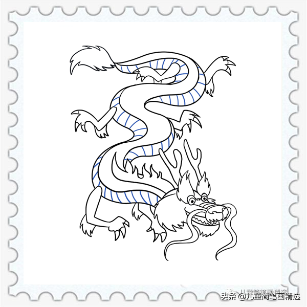 儿童简笔画精选-中国龙(Chinese Dragon)的画法