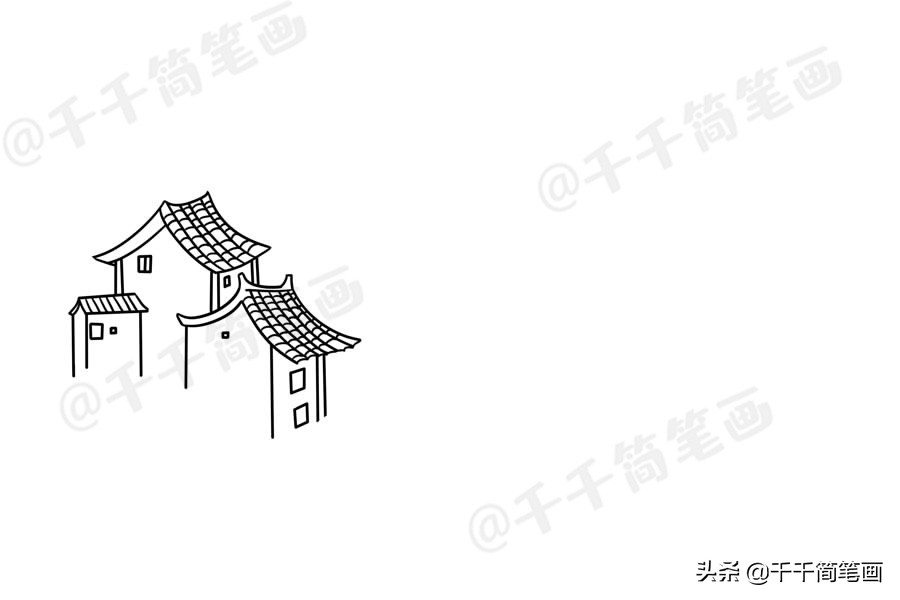 一组简单漂亮的山水田园风景简笔画，让孩子与大自然更亲近