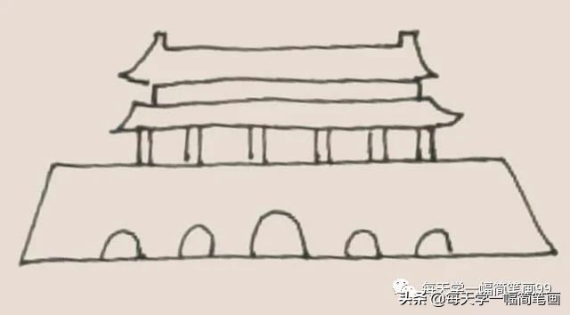 每天学一幅简笔画--天安门城楼简笔画步骤图解教程