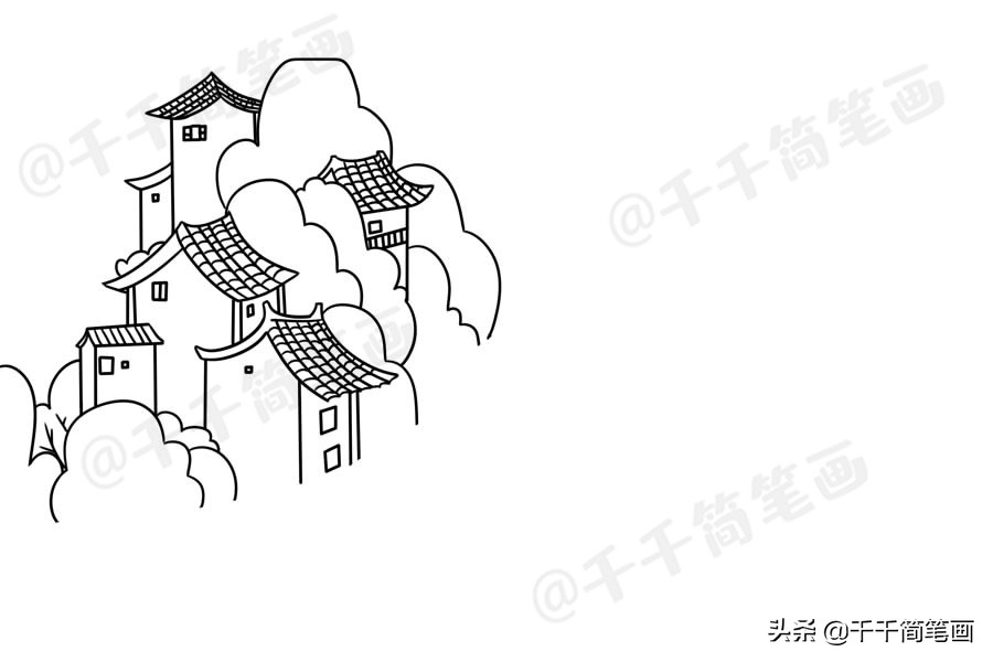 一组简单漂亮的山水田园风景简笔画，让孩子与大自然更亲近