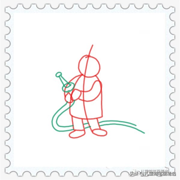 儿童简笔画精选【人物】-消防员（Fireman）的绘画步骤