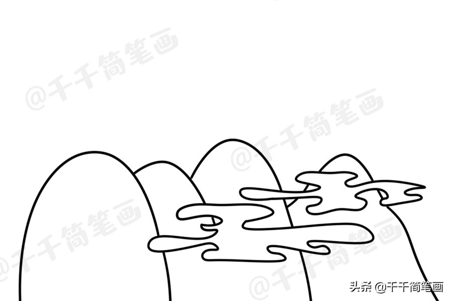 一组风景简笔画素材大全，山峰画法一学就会，哄娃必备