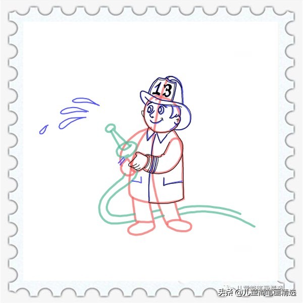 儿童简笔画精选【人物】-消防员（Fireman）的绘画步骤