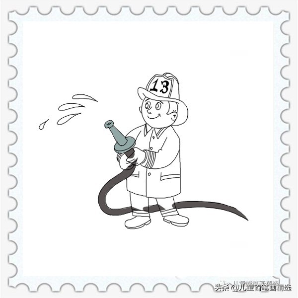 儿童简笔画精选【人物】-消防员（Fireman）的绘画步骤