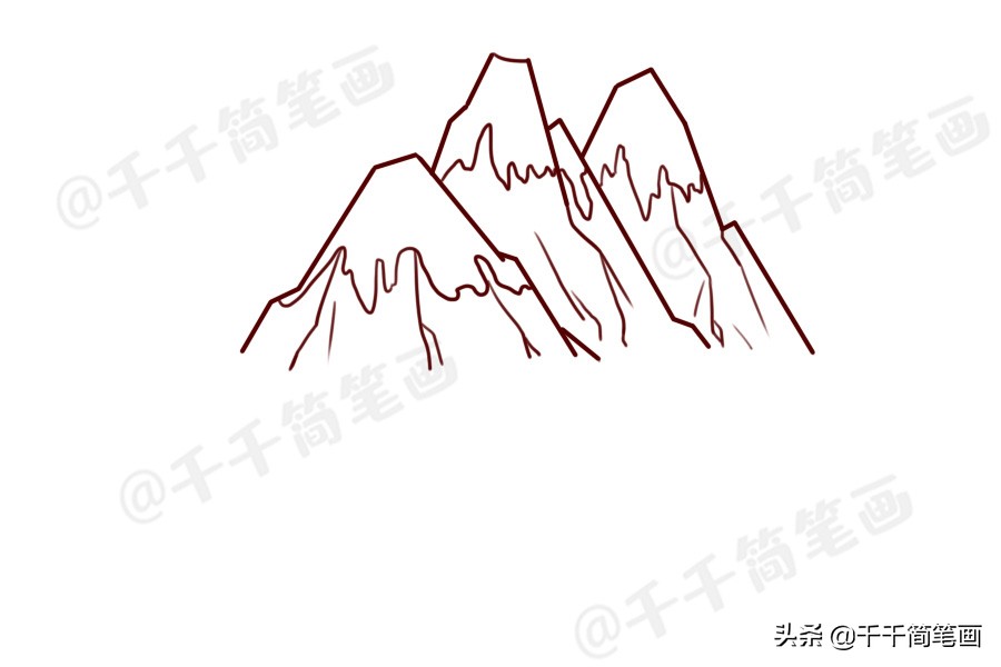 一组风景简笔画素材大全，山峰画法一学就会，哄娃必备