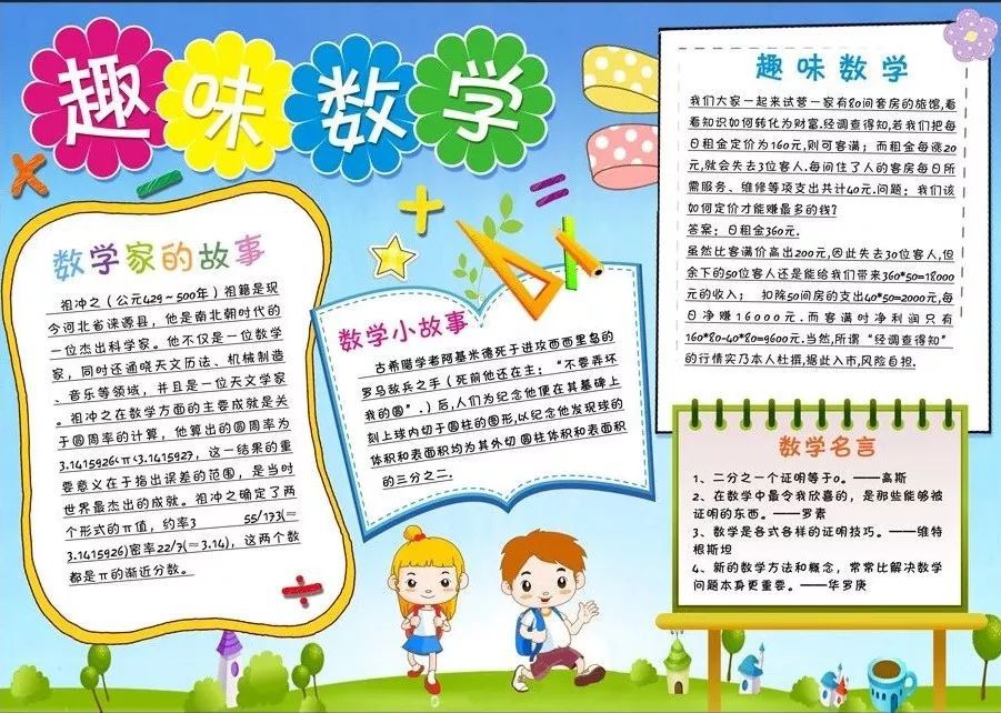 小学数学手抄报，给孩子收藏起来