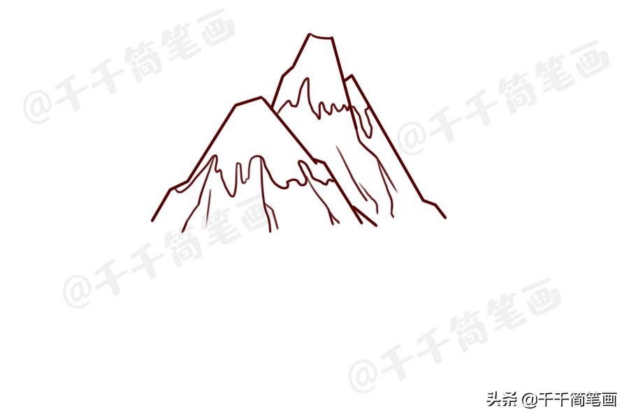 一组风景简笔画素材大全，山峰画法一学就会，哄娃必备