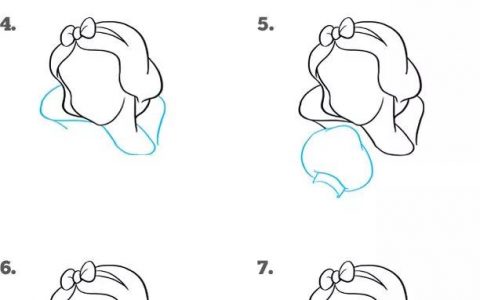 公主简笔画 漂亮又可爱的动漫女孩、迪士尼公主画法步骤图，女孩子的爱吧！