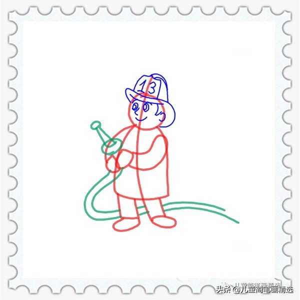 儿童简笔画精选【人物】-消防员（Fireman）的绘画步骤