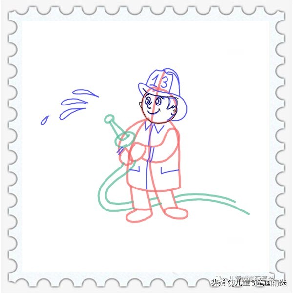 儿童简笔画精选【人物】-消防员（Fireman）的绘画步骤