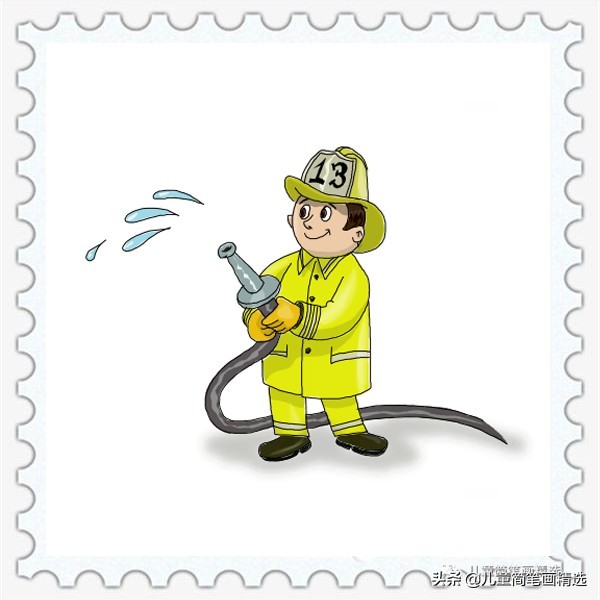 儿童简笔画精选【人物】-消防员（Fireman）的绘画步骤