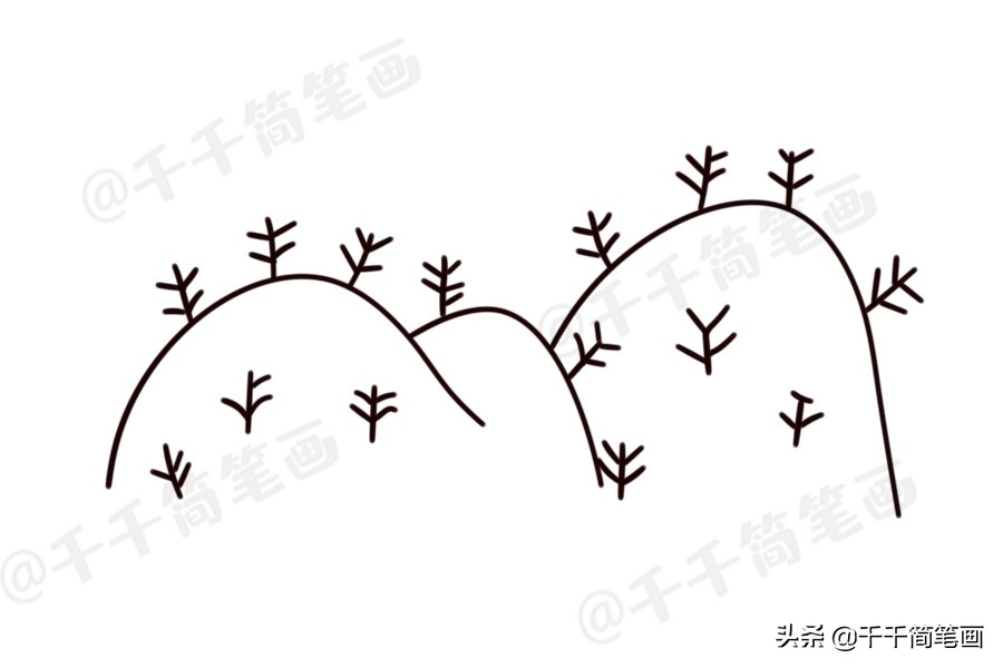 一组风景简笔画素材大全，山峰画法一学就会，哄娃必备