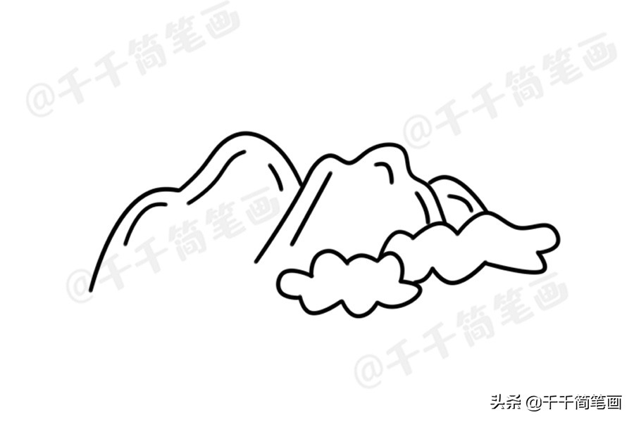 一组风景简笔画素材大全，山峰画法一学就会，哄娃必备