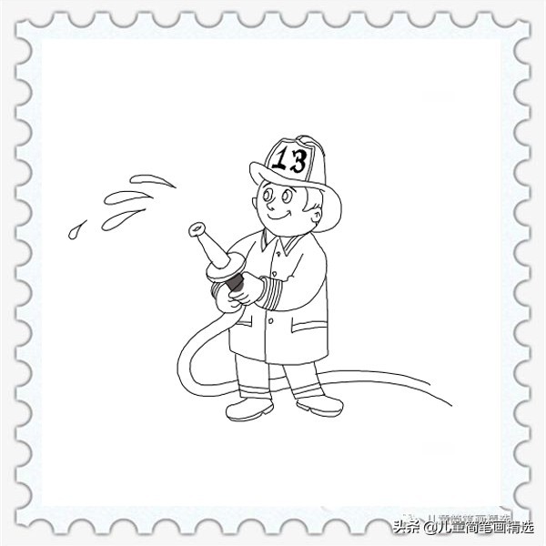 儿童简笔画精选【人物】-消防员（Fireman）的绘画步骤